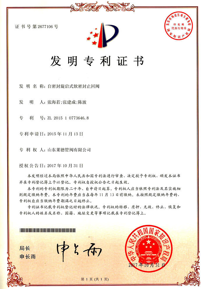 自密封旋啟式軟密封止回閥發(fā)明專(zhuān)利